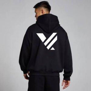 Men’s Custom Black Hoodie – Stylish Printed Logo Casual Sweatshirt