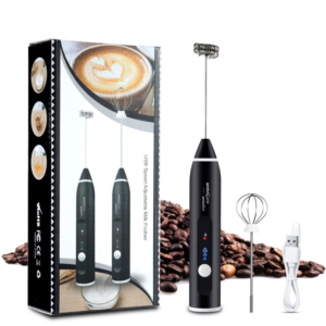 USB Speed Adjustable Milk Frother – 3-Speed Rechargeable Electric Coffee Mixer & Handheld Whisk